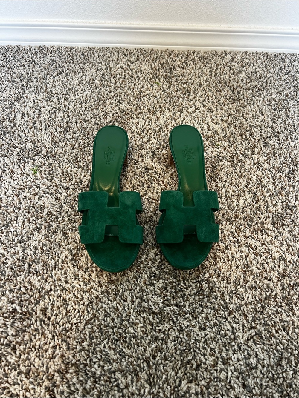 Hermes Green Sandals Suede Size 6 Women’s